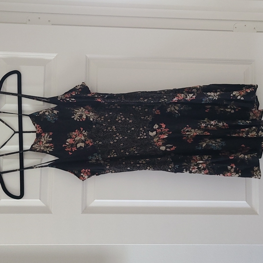 Free People size Small black floral strappy dress.